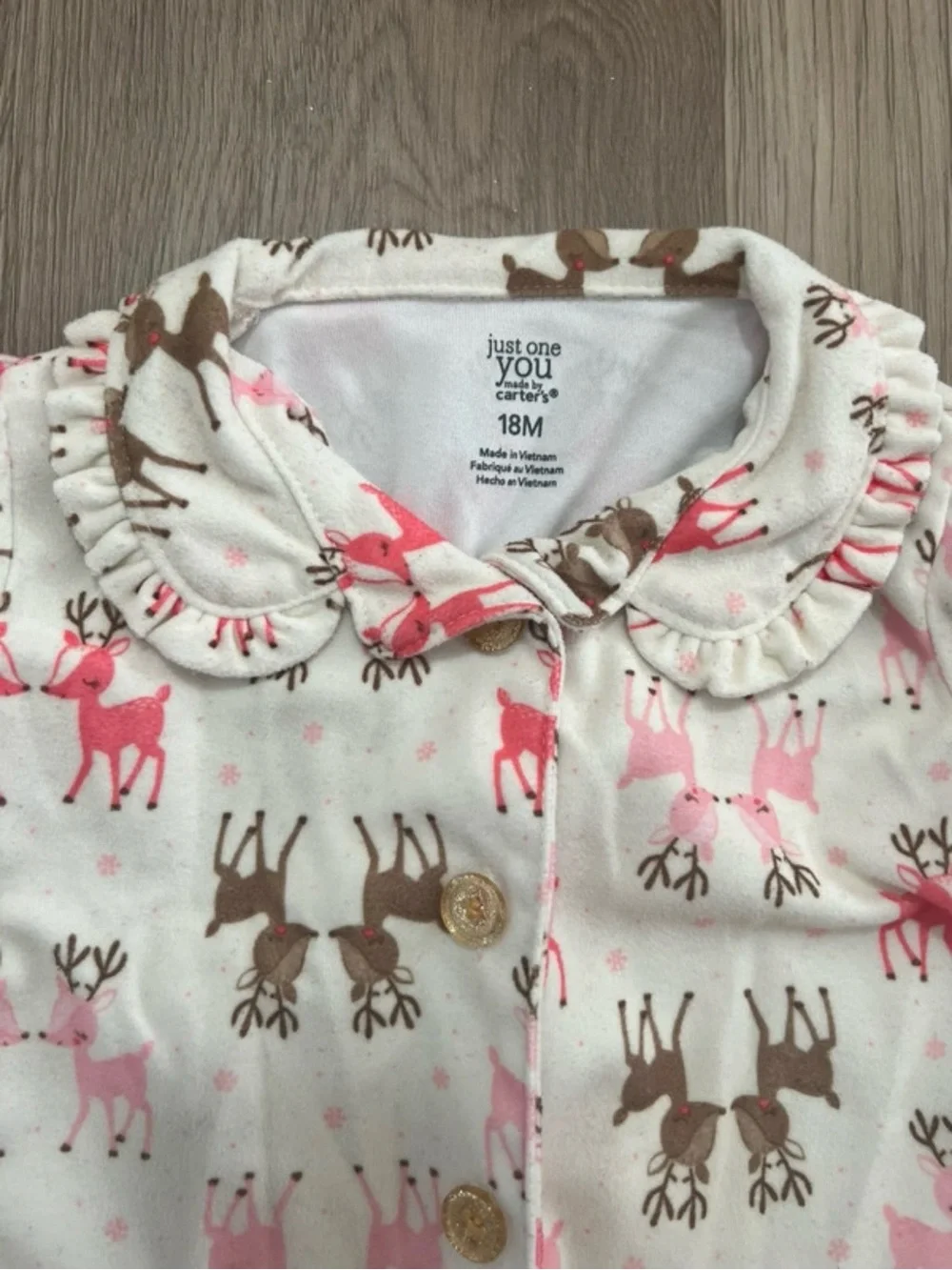 Carter’s 18M Pink Reindeer Fleece Pajama Set Girls